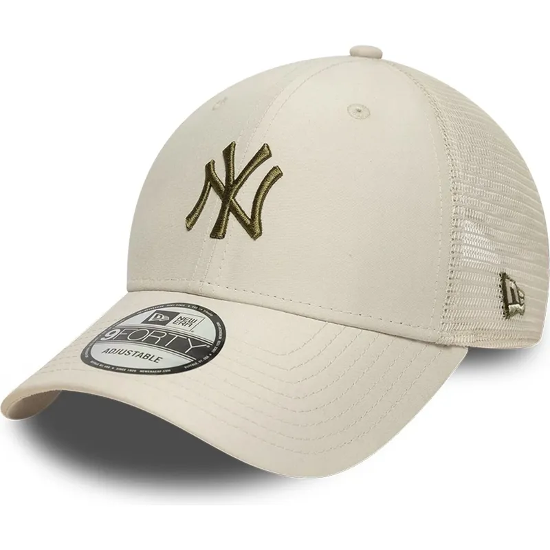 bone-trucker-bege-ajustavel-com-logo-verde-9forty-homefield-midi-da-new-york-yankees-mlb-da-new-era