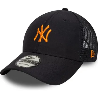 Boné trucker azul marinho ajustável com logo laranja 9FORTY Homefield Midi da New York Yankees MLB da New Era