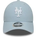 bone-curvo-azul-claro-snapback-9forty-m-crown-linen-da-new-york-mets-mlb-da-new-era