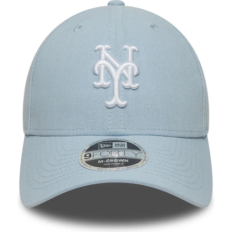 bone-curvo-azul-claro-snapback-9forty-m-crown-linen-da-new-york-mets-mlb-da-new-era