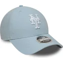 bone-curvo-azul-claro-snapback-9forty-m-crown-linen-da-new-york-mets-mlb-da-new-era