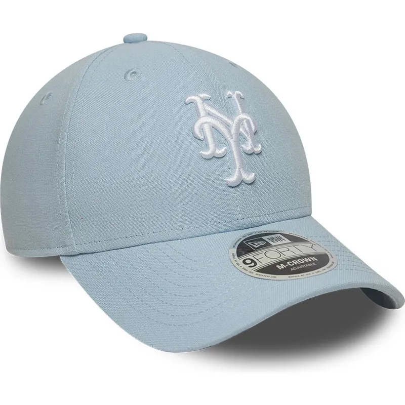 bone-curvo-azul-claro-snapback-9forty-m-crown-linen-da-new-york-mets-mlb-da-new-era