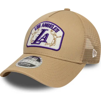 Boné trucker bege 9FORTY M-Crown A Frame da Los Angeles Lakers NBA da New Era
