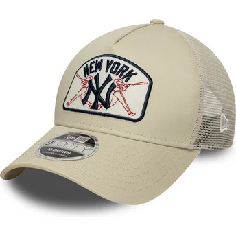 Boné trucker bege 9FORTY M-Crown A Frame da New York Yankees MLB da New Era