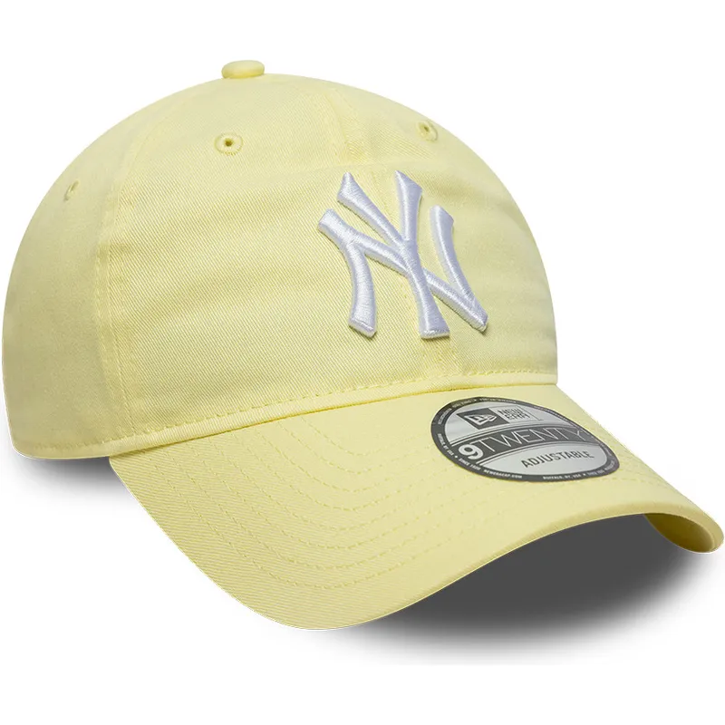 bone-curvo-amarelo-claro-ajustavel-9twenty-league-essential-da-new-york-yankees-mlb-da-new-era