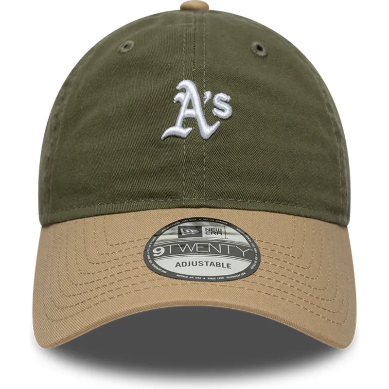 bone-curvo-verde-e-castanho-ajustavel-9twenty-mini-washed-contrast-da-oakland-athletics-mlb-da-new-era