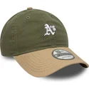 bone-curvo-verde-e-castanho-ajustavel-9twenty-mini-washed-contrast-da-oakland-athletics-mlb-da-new-era
