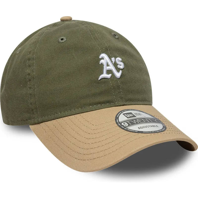 bone-curvo-verde-e-castanho-ajustavel-9twenty-mini-washed-contrast-da-oakland-athletics-mlb-da-new-era