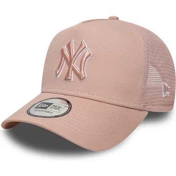 Boné trucker rosa com logo rosa A Frame Outline da New York Yankees MLB da New Era