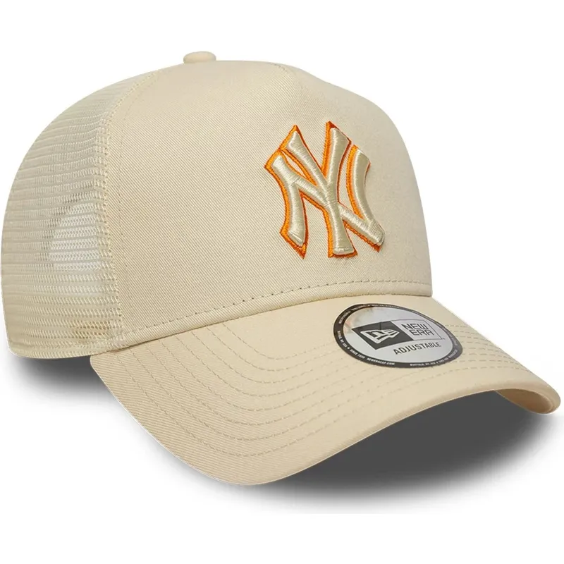 bone-trucker-bege-com-logo-bege-a-frame-outline-da-new-york-yankees-mlb-da-new-era