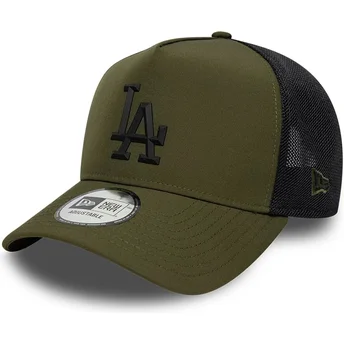 Boné trucker verde com logo preto A Frame Sport da Los Angeles Dodgers MLB da New Era