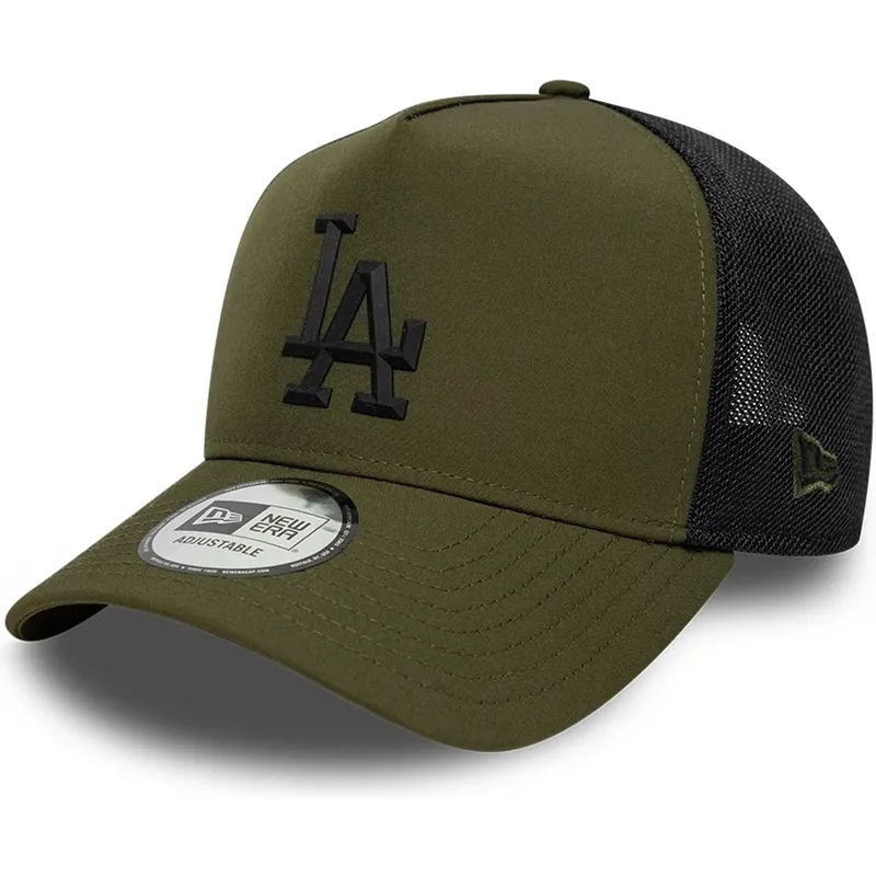 bone-trucker-verde-com-logo-preto-a-frame-sport-da-los-angeles-dodgers-mlb-da-new-era