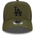 bone-trucker-verde-com-logo-preto-a-frame-sport-da-los-angeles-dodgers-mlb-da-new-era