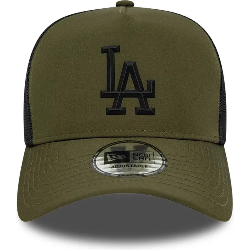 bone-trucker-verde-com-logo-preto-a-frame-sport-da-los-angeles-dodgers-mlb-da-new-era