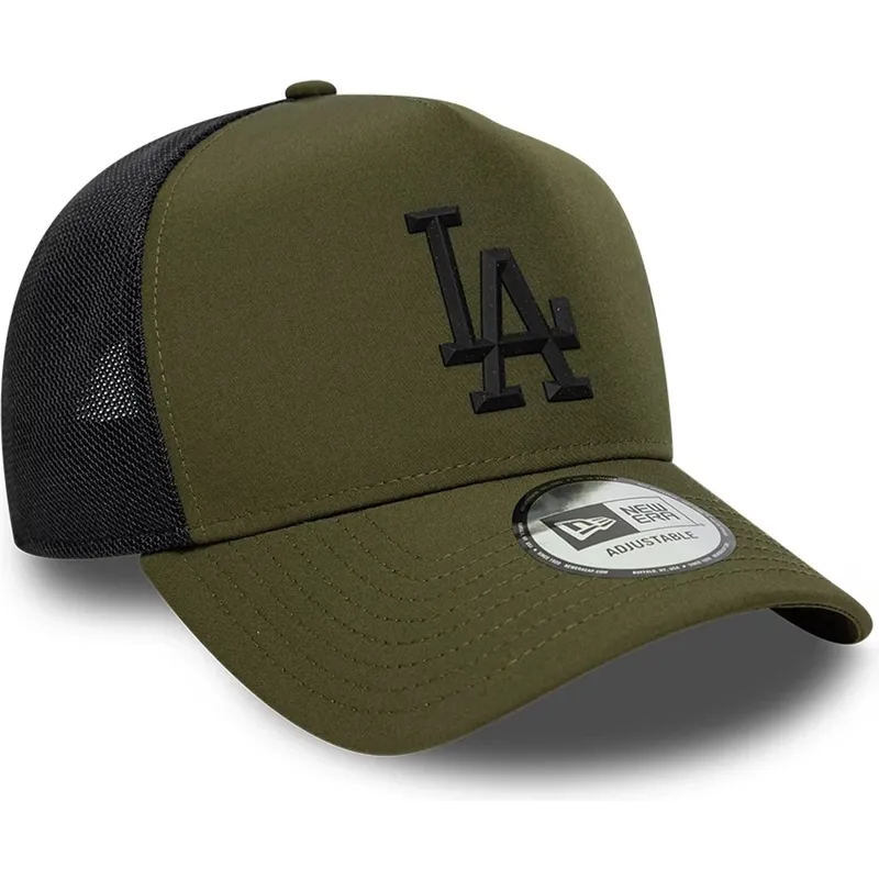 bone-trucker-verde-com-logo-preto-a-frame-sport-da-los-angeles-dodgers-mlb-da-new-era