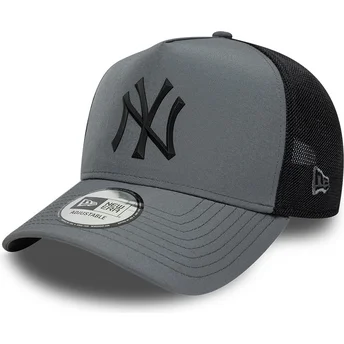 Boné trucker cinza com logo preto A Frame Sport da New York Yankees MLB da New Era