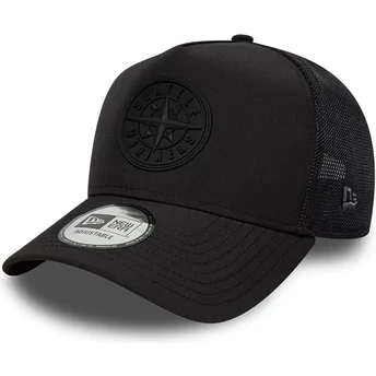 Boné trucker preto com logo preto A Frame Sport da Seattle Mariners MLB da New Era