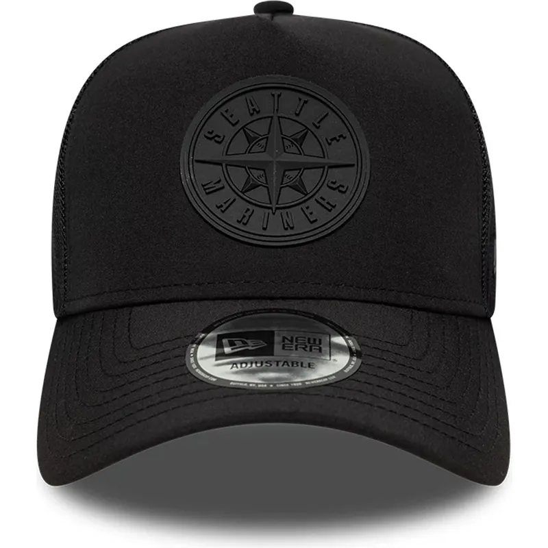 bone-trucker-preto-com-logo-preto-a-frame-sport-da-seattle-mariners-mlb-da-new-era
