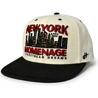 Boné plano bege e preto snapback NYSKY Skylines The Snap da Homenage