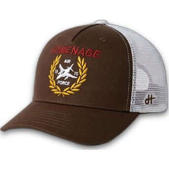 Boné trucker castanho escuro e branco Jet Military Surplus The Trucker da Homenage