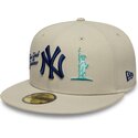 bone-plano-bege-justo-com-logo-azul-marinho-59fifty-city-icon-da-new-york-yankees-da-new-era