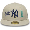 bone-plano-bege-justo-com-logo-azul-marinho-59fifty-city-icon-da-new-york-yankees-da-new-era
