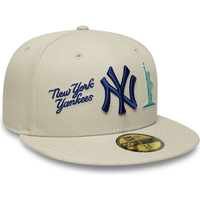 bone-plano-bege-justo-com-logo-azul-marinho-59fifty-city-icon-da-new-york-yankees-da-new-era