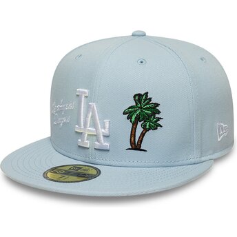 Boné plano azul claro justo 59FIFTY City Icon da Los Angeles Dodgers da New Era