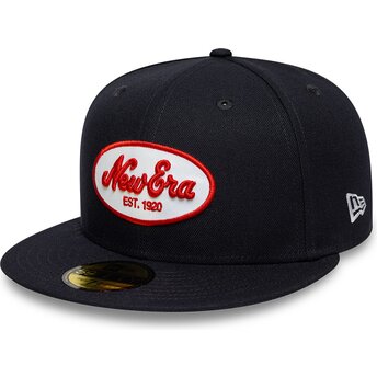 Boné plano azul marinho justo 59FIFTY Oval Patch da New Era