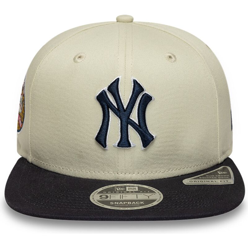 bone-plano-bege-snapback-com-logo-azul-marinho-9fifty-original-fit-world-series-da-new-york-yankees-mlb-da-new-era