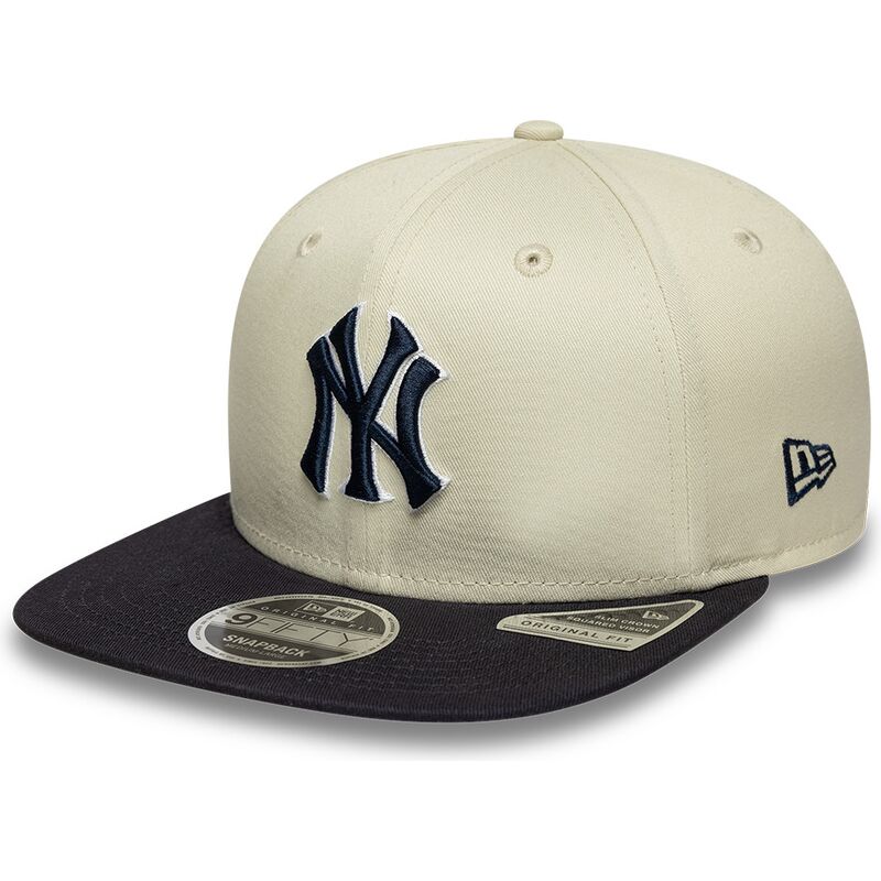 bone-plano-bege-snapback-com-logo-azul-marinho-9fifty-original-fit-world-series-da-new-york-yankees-mlb-da-new-era