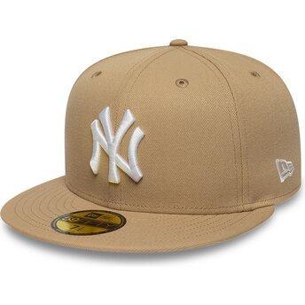 Boné plano castanho claro justo 59FIFTY League Essential da New York Yankees MLB da New Era