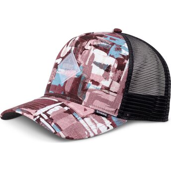 Boné trucker vermelho e azul HFT PatternAbstract da Djinns