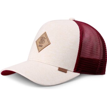 Boné trucker bege e vermelho HFT ColourMelange da Djinns