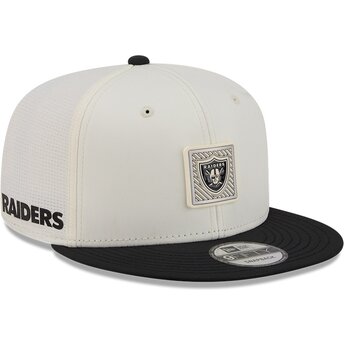 Boné plano bege e preto snapback 9FIFTY Training Pack 2026 da Las Vegas Raiders NFL da New Era