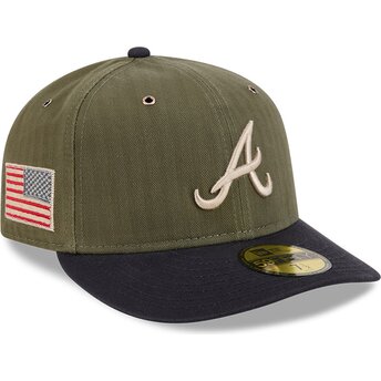 Boné curvo verde justo 59FIFTY Pre-Curved American Herringbone da Atlanta Braves MLB da New Era