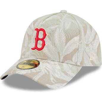 Boné curvo bege justo 59FORTY A Frame Leafy Palm da Boston Red Sox MLB da New Era