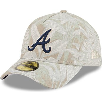 Boné curvo bege justo 59FORTY A Frame Leafy Palm da Atlanta Braves MLB da New Era