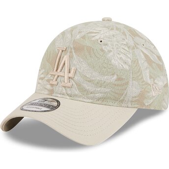 Boné curvo bege ajustável 9TWENTY Leafy Palm da Los Angeles Dodgers MLB da New Era