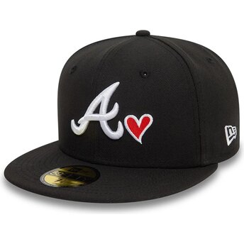 Boné plano preto justo 59FIFTY Heart Icon da Atlanta Braves MLB da New Era
