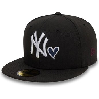 Boné plano preto justo 59FIFTY Heart Icon da New York Yankees MLB da New Era