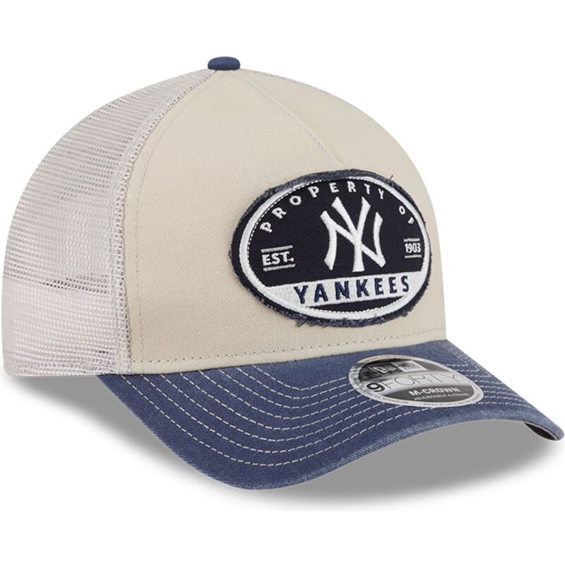 bone-trucker-bege-e-azul-marinho-9forty-m-crown-a-frame-fray-da-new-york-yankees-mlb-da-new-era