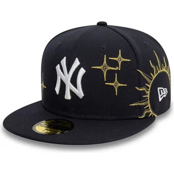 Boné plano azul marinho justo 59FIFTY Zodiac da New York Yankees MLB da New Era