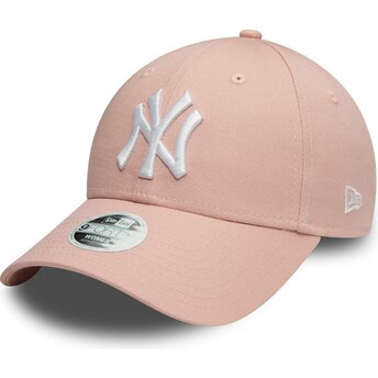 Boné curvo rosa ajustável para mulheres 9FORTY Colour Essential da New York Yankees MLB da New Era