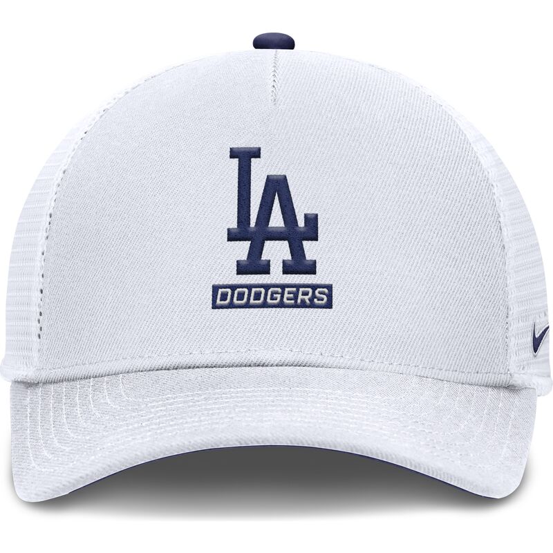 bone-trucker-branco-com-logo-azul-primetime-dri-fit-rise-structured-da-los-angeles-dodgers-mlb-da-nike
