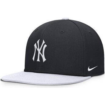 Boné plano azul marinho e branco snapback para criança Dri-Fit Pro Structured Square Bill da New York Yankees MLB da Nike