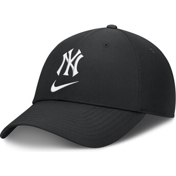 Boné curvo preto ajustável Primetime Club Structured UV Poly Ripstop da New York Yankees MLB da Nike