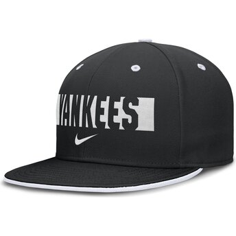 Boné plano preto justo Primetime Dri-Fit True Structured Round Bill da New York Yankees MLB da Nike
