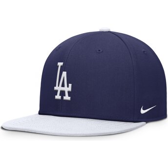 Boné plano azul e branco snapback para criança Dri-Fit Pro Structured Square Bill da Los Angeles Dodgers MLB da Nike