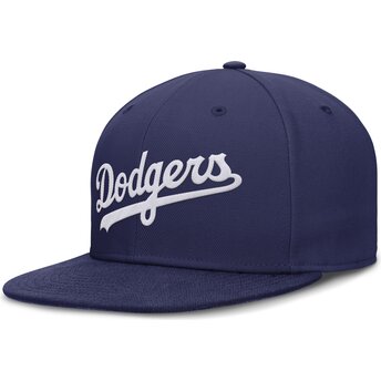 Boné plano azul justo Dri-Fit True Structured Round Bill da Los Angeles Dodgers MLB da Nike